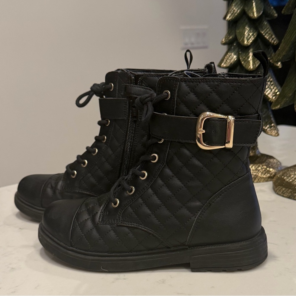 Stylish Black Quilted Girl’s Boots by Geox